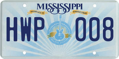 MS license plate HWP008