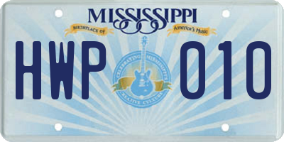 MS license plate HWP010
