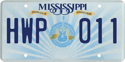 MS license plate HWP011