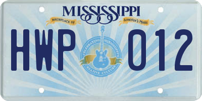 MS license plate HWP012