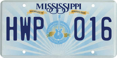 MS license plate HWP016