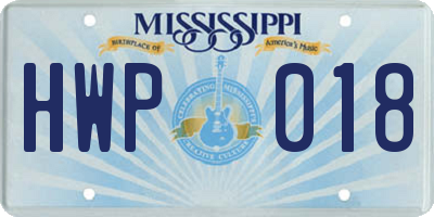 MS license plate HWP018