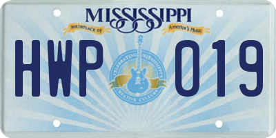 MS license plate HWP019