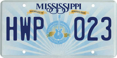 MS license plate HWP023