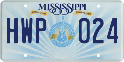 MS license plate HWP024