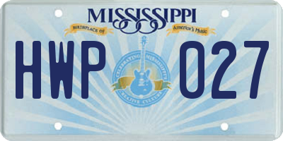 MS license plate HWP027