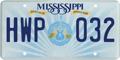MS license plate HWP032