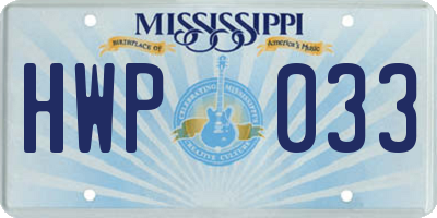 MS license plate HWP033