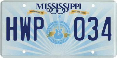 MS license plate HWP034