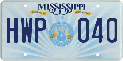 MS license plate HWP040