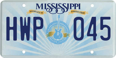 MS license plate HWP045