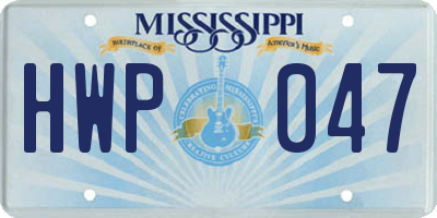 MS license plate HWP047