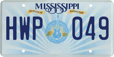 MS license plate HWP049