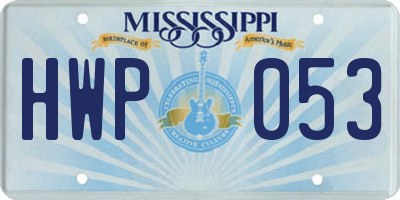 MS license plate HWP053