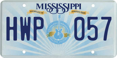 MS license plate HWP057