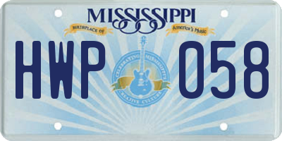 MS license plate HWP058