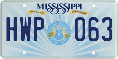 MS license plate HWP063