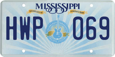 MS license plate HWP069
