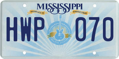 MS license plate HWP070