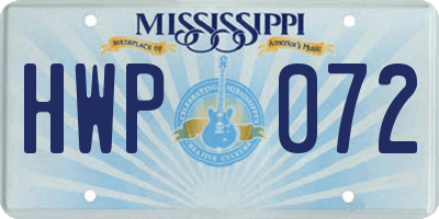 MS license plate HWP072