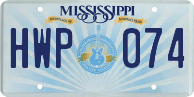 MS license plate HWP074