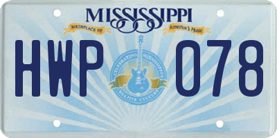 MS license plate HWP078