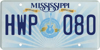 MS license plate HWP080
