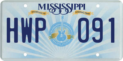 MS license plate HWP091