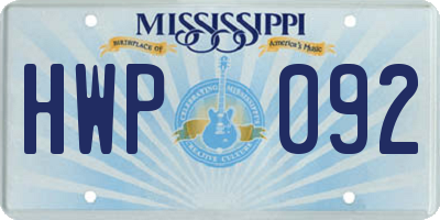MS license plate HWP092