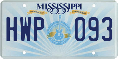 MS license plate HWP093