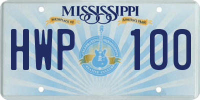 MS license plate HWP100