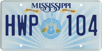 MS license plate HWP104