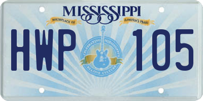 MS license plate HWP105