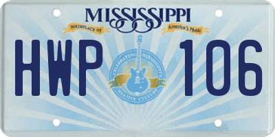 MS license plate HWP106