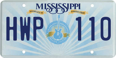 MS license plate HWP110