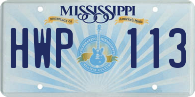 MS license plate HWP113