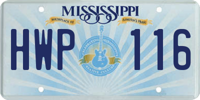 MS license plate HWP116