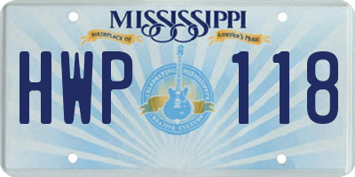 MS license plate HWP118