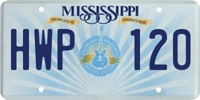MS license plate HWP120