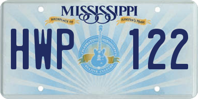 MS license plate HWP122