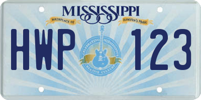 MS license plate HWP123
