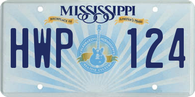 MS license plate HWP124