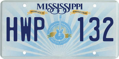 MS license plate HWP132