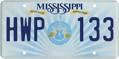MS license plate HWP133