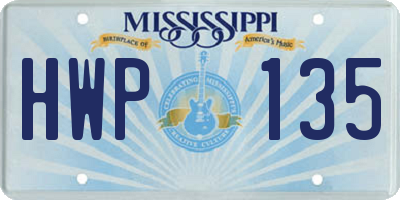 MS license plate HWP135