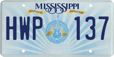 MS license plate HWP137