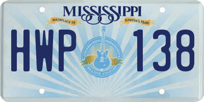 MS license plate HWP138