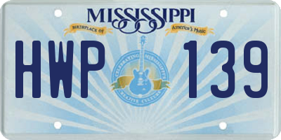MS license plate HWP139