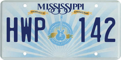 MS license plate HWP142