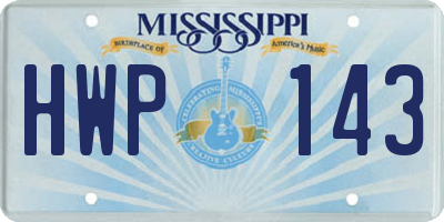 MS license plate HWP143